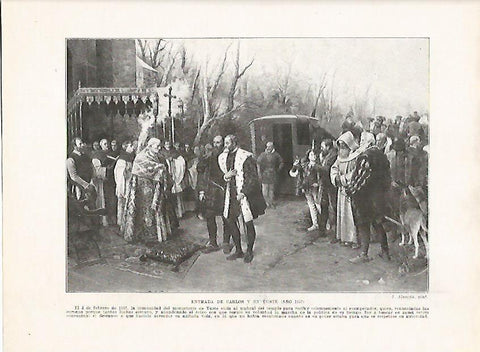LAMINA 18039: Entrada de Carlos I en Yuste en 1557
