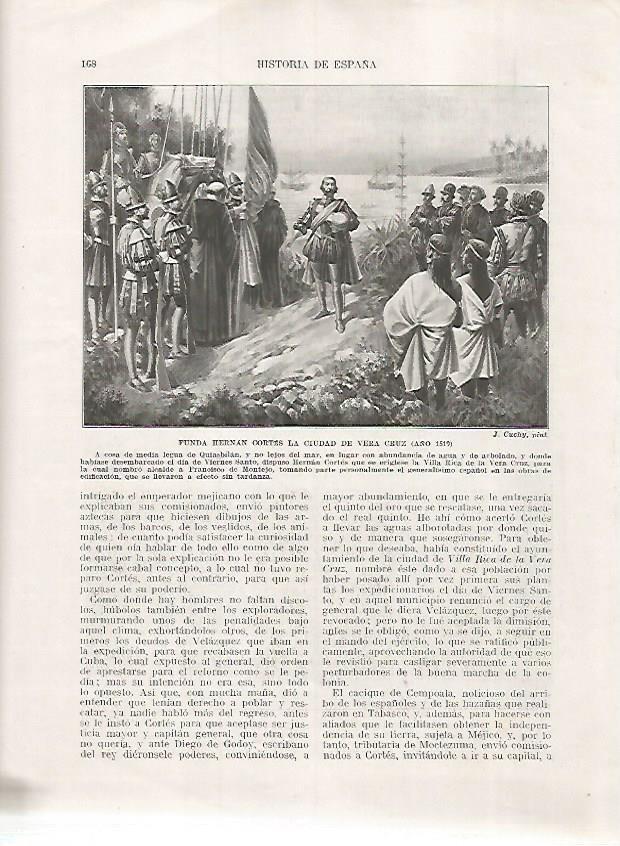 LAMINA 17995: Fundacion de Veracruz por Hernan Cortes, año 1519