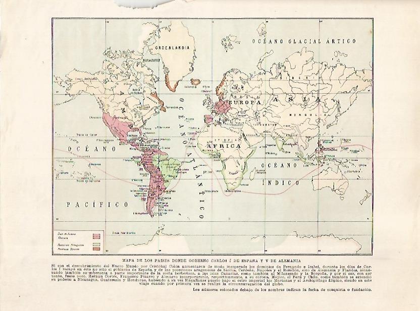 LAMINA 17963: Mapa de los paises bajo dominio de Carlos I