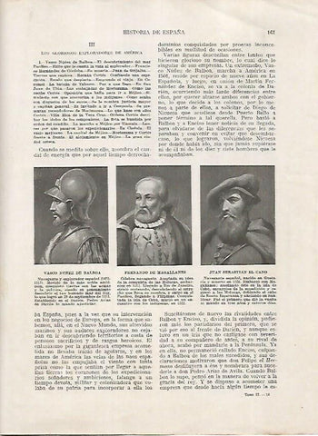 LAMINA 17992: Vasco Nuñez de Balboa, Fernando de Magallanes y Juan Sebastian el Cano