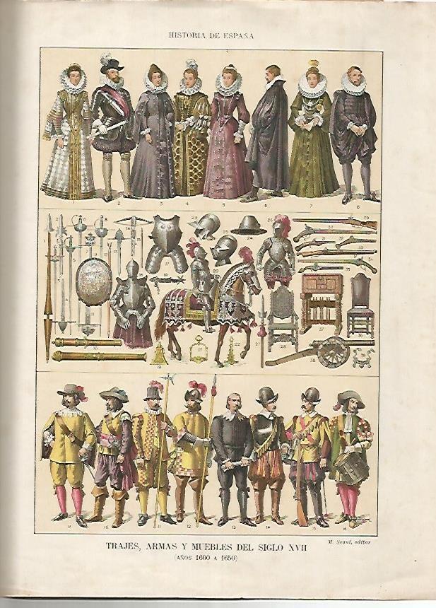 LAMINA 17984: Trajes, armas y muebles del siglo XVII