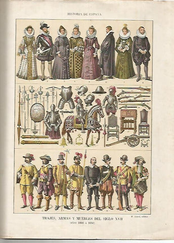 LAMINA 17984: Trajes, armas y muebles del siglo XVII