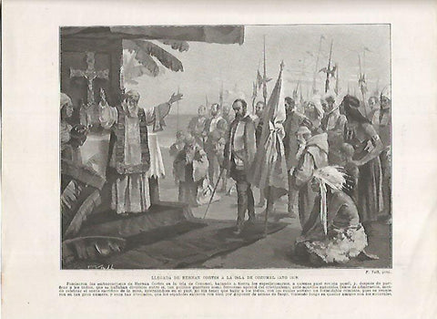 LAMINA 17994: Hernan Cortes llegando a la isla de Cozumel