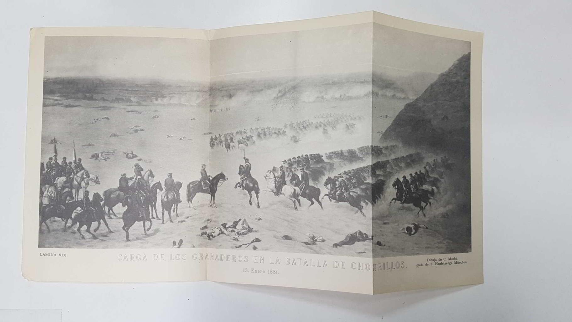 Lamina de Chile (num C3): Carga de los granaderos en la batalla de Chorrillos (13 enero 1881)