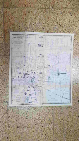 Lamina de Chile (num C14): Plano de Santiago con los proyectos de canalizacion del rio, Camino de Cintura, etc.