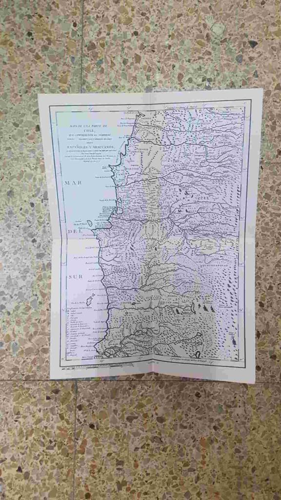 Lamina de Chile (num C20): Mapa de una parte de Chile. Donde pasaron los famosos hechos entre españoles y Araucanos