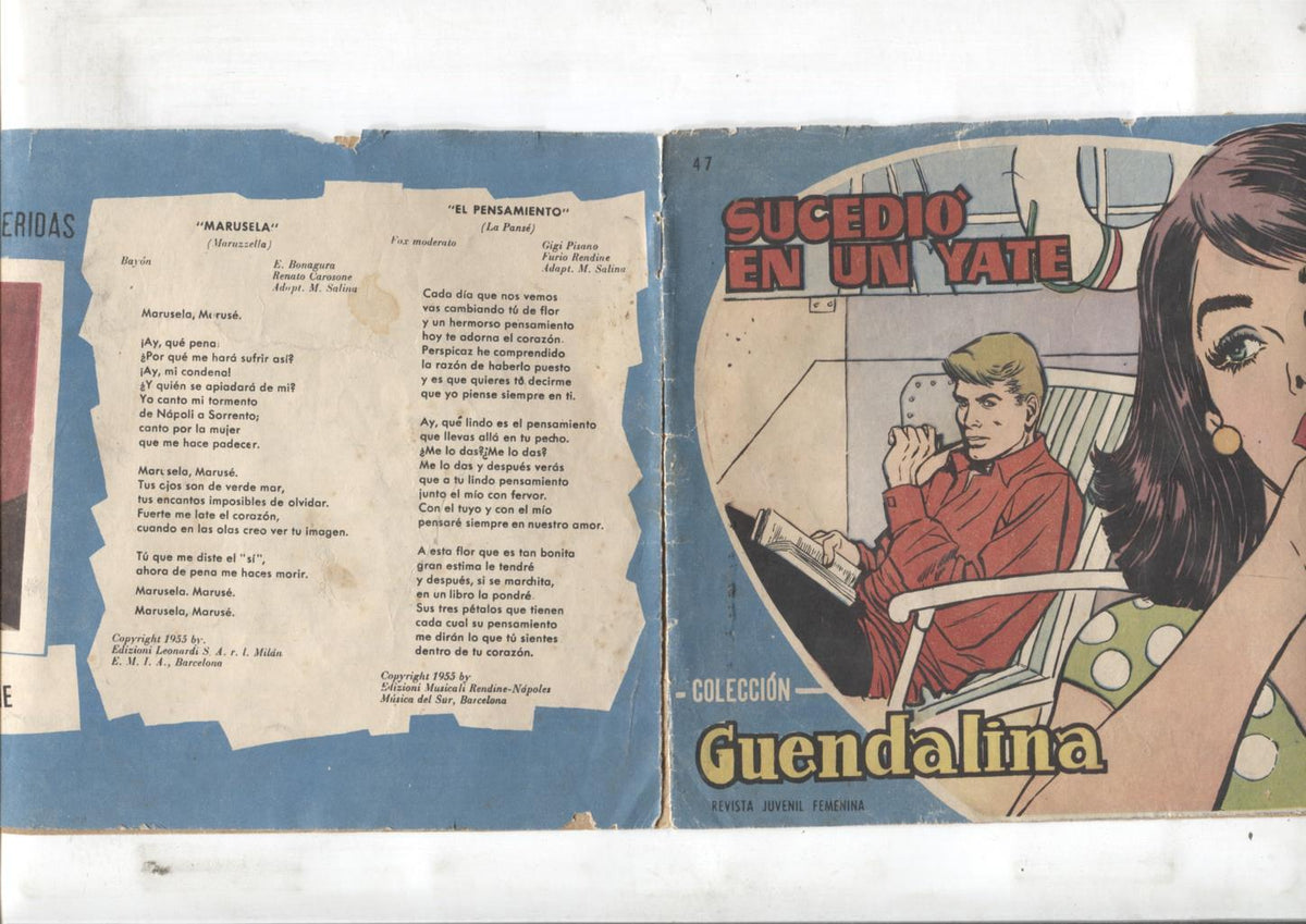 Coleccion Guendalina numero 47: trasera foto y letra canciones de Renato Carosone