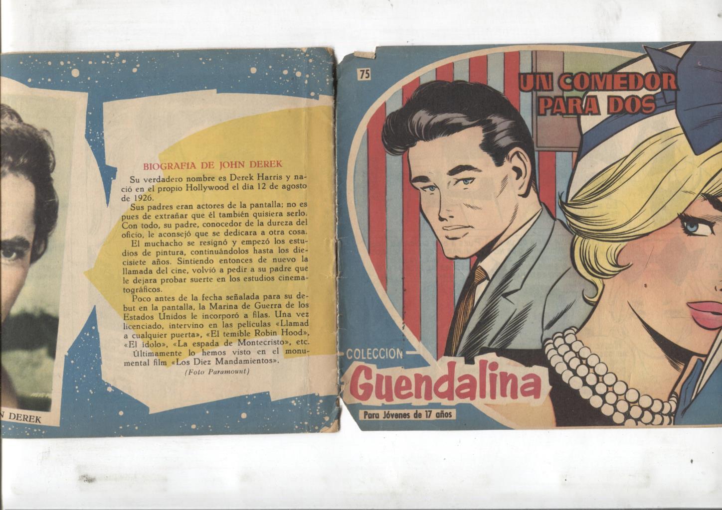 Coleccion Guendalina numero 75: trasera foto/ficha de John derek