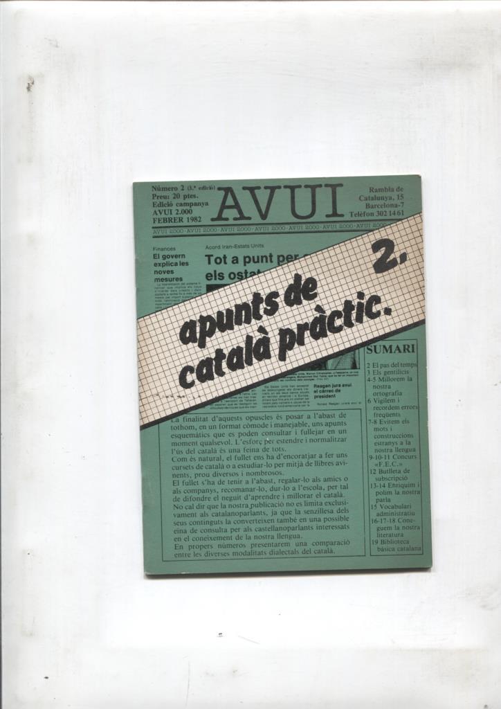 Avui numero 2: apunts de catala practic