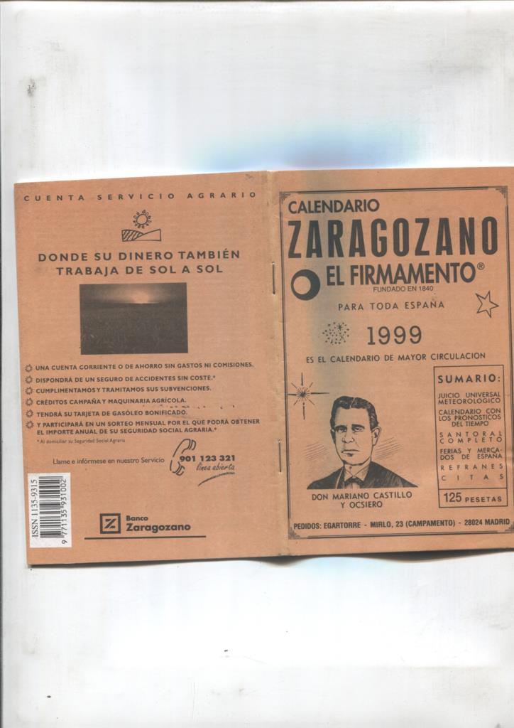Calendario Zaragozano El Firmamento para toda España 1999