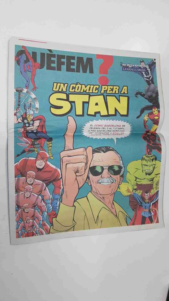 Suplemento La Vanguardia: Quefem? del 29/3 al 4/4 del 2019. Un comic per a Stan - La feria del comic de Barcelona homanejea a Stan Lee