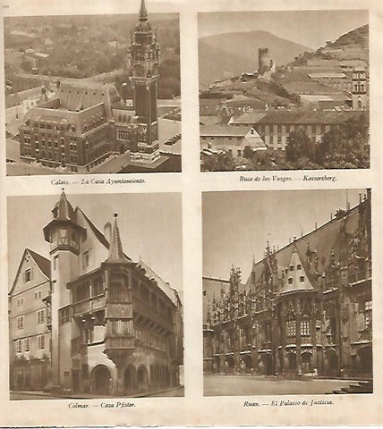 LAMINA 18474: Ayuntamiento de Calais, Rula de los Vosgos, Casa Pfister en Colamr y Palacio de Justicia de Ruan