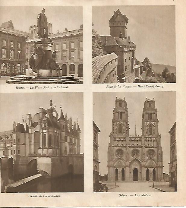 LAMINA 18475: Plaza Real de Reims, Castillo de Chenonceaux y Catedral de Orleans