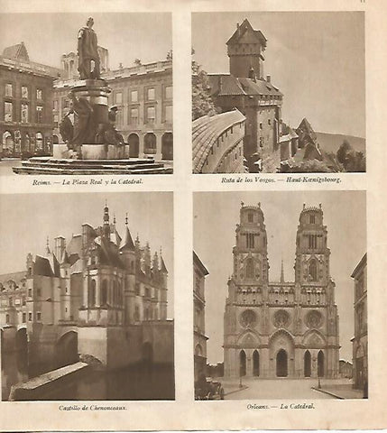LAMINA 18475: Plaza Real de Reims, Castillo de Chenonceaux y Catedral de Orleans