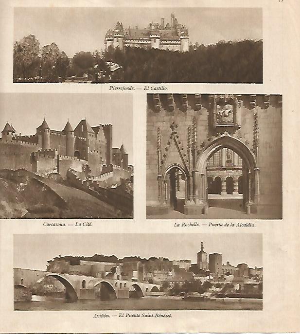 LAMINA 18476: Castillo de Pierrefonds, Carcasona, Aviñon y Abadia de La Rochelle