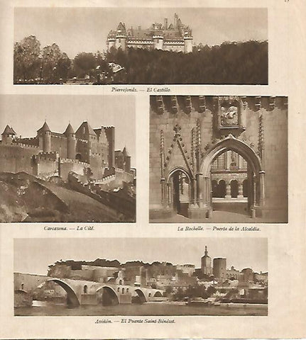 LAMINA 18476: Castillo de Pierrefonds, Carcasona, Aviñon y Abadia de La Rochelle