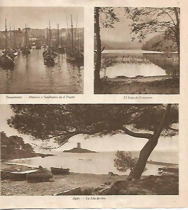 LAMINA 18477: Puerto de Douarnenez, Lago de Longemer y la Isla de Oro de Agay
