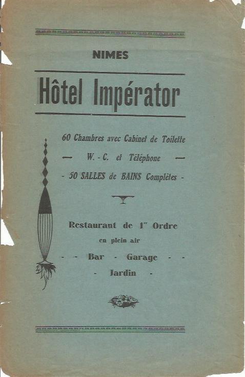 LAMINA 18633: Publicidad del Hotel Imperator de Nimes