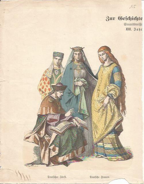 LAMINA 18624: Vestidos de Alemania del siglo XIII