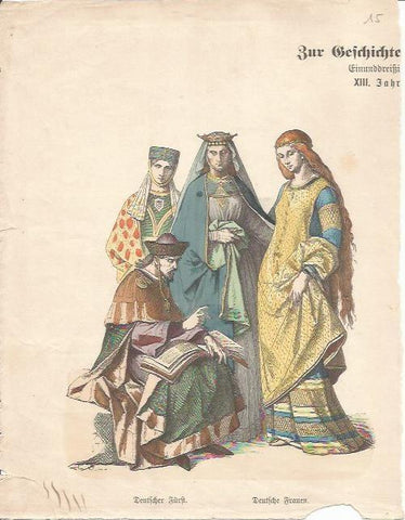 LAMINA 18624: Vestidos de Alemania del siglo XIII