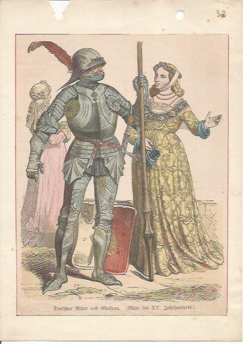 LAMINA 18619: Caballero y dama de Alemania del siglo XV
