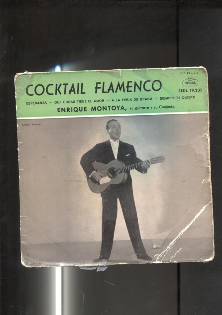 Funda Disco 45 rpm: Cocktail flamenco de Enrique Montoya. SOLO SE VENDE LA FUNDA