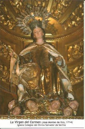 POSTAL A0640: La Virgen del Carmen, por Jose Montes de Oca, 1714