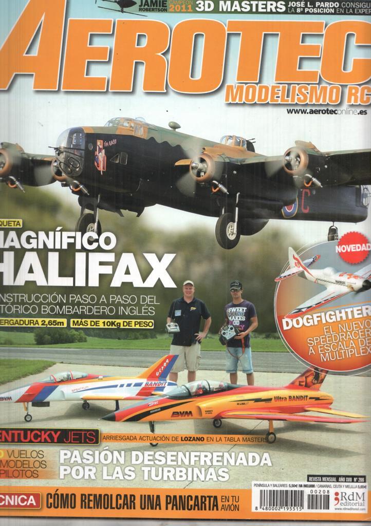 Revista Aerotec modelismo RC numero 208: Maquetas Halifax una semimaqueta motorizada con atmosfericos 