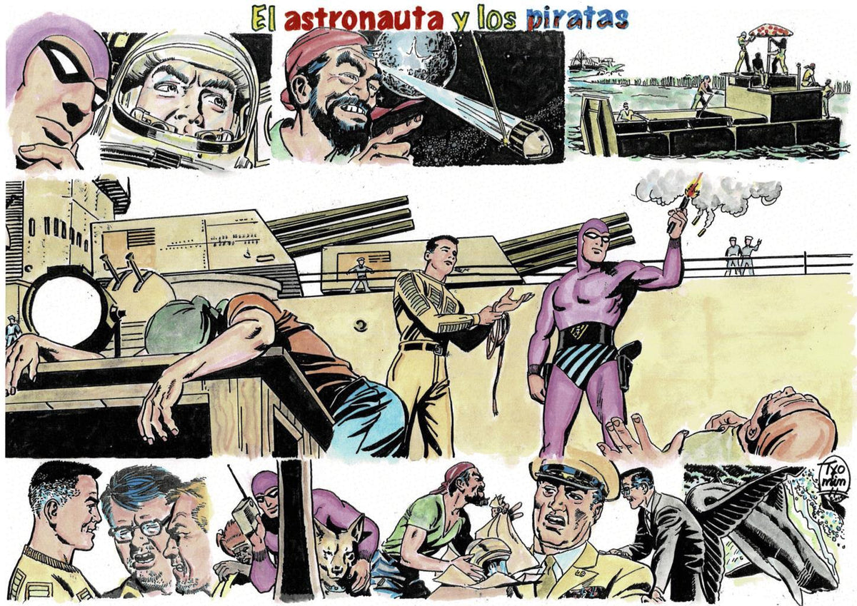 Poster DIN 4 numero 0096 serie El Hombre Enmascarado (The Phantom) modelo 21: El astronauta y los piratas