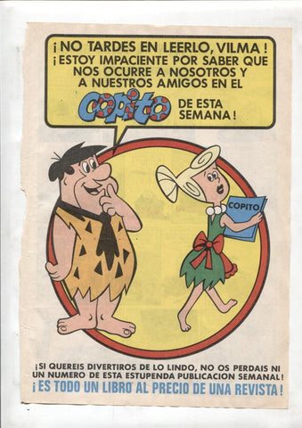 Propaganda Editorial sobre revista Copito con Pedro Picapiedra y Vilma (1 pagina)