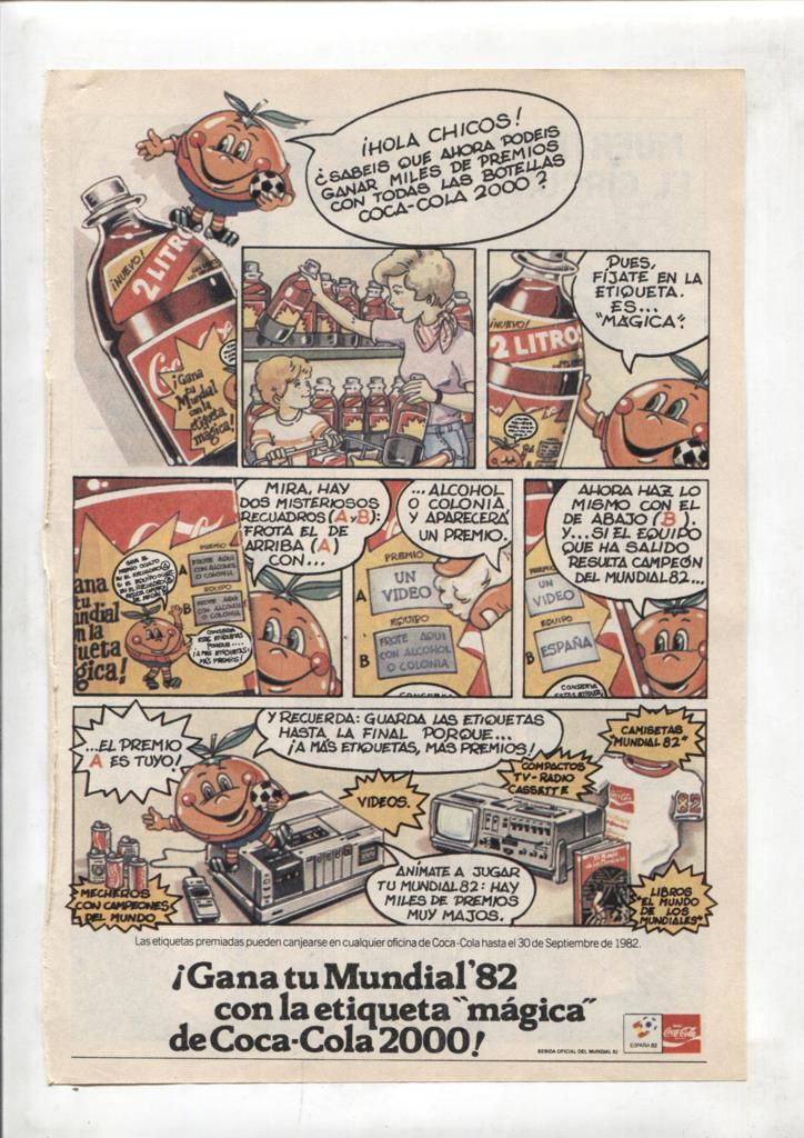 Propaganda Editorial sobre Coca Cola con Naranjito (1 pagina)