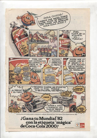 Propaganda Editorial sobre Coca Cola con Naranjito (1 pagina)