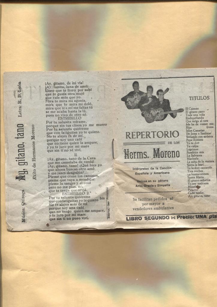 Repertorio musical de los Hermanos Moreno: interpretes de la cancion española y americana