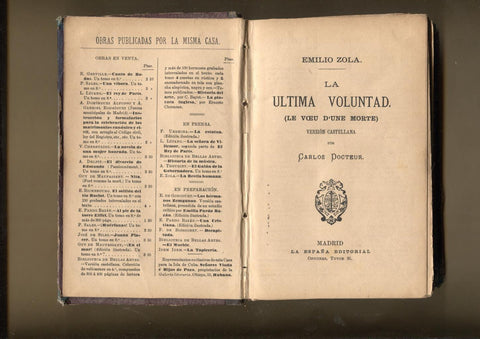 La ultima voluntad (version castellana de Carlos Docteur