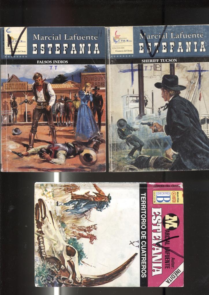 Lote numero 10: 3 novelas de Marcial lafuente Estefania: Territorio de cuatreros, Sheriff Tucson, Falsos indios