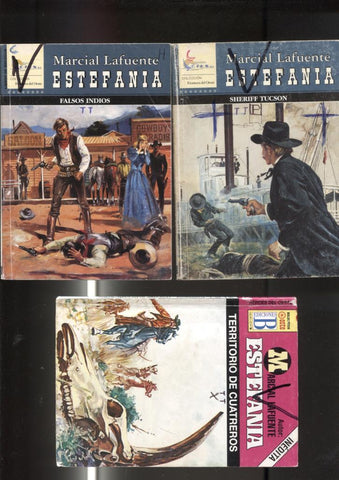 Lote numero 10: 3 novelas de Marcial lafuente Estefania: Territorio de cuatreros, Sheriff Tucson, Falsos indios