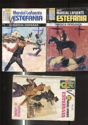 Lote numero 11: 3 novelas de Marcial lafuente Estefania:  Sorpresa en Laramie, Tragica venganza, Quisieron disparar