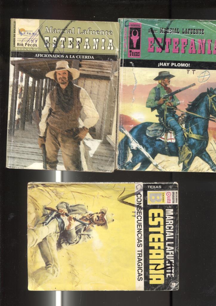 Lote numero 20: 3 novelas de Marcial lafuente Estefania: Consecuencias tragicas, Hay plomo, Aficionados a la cuerda 