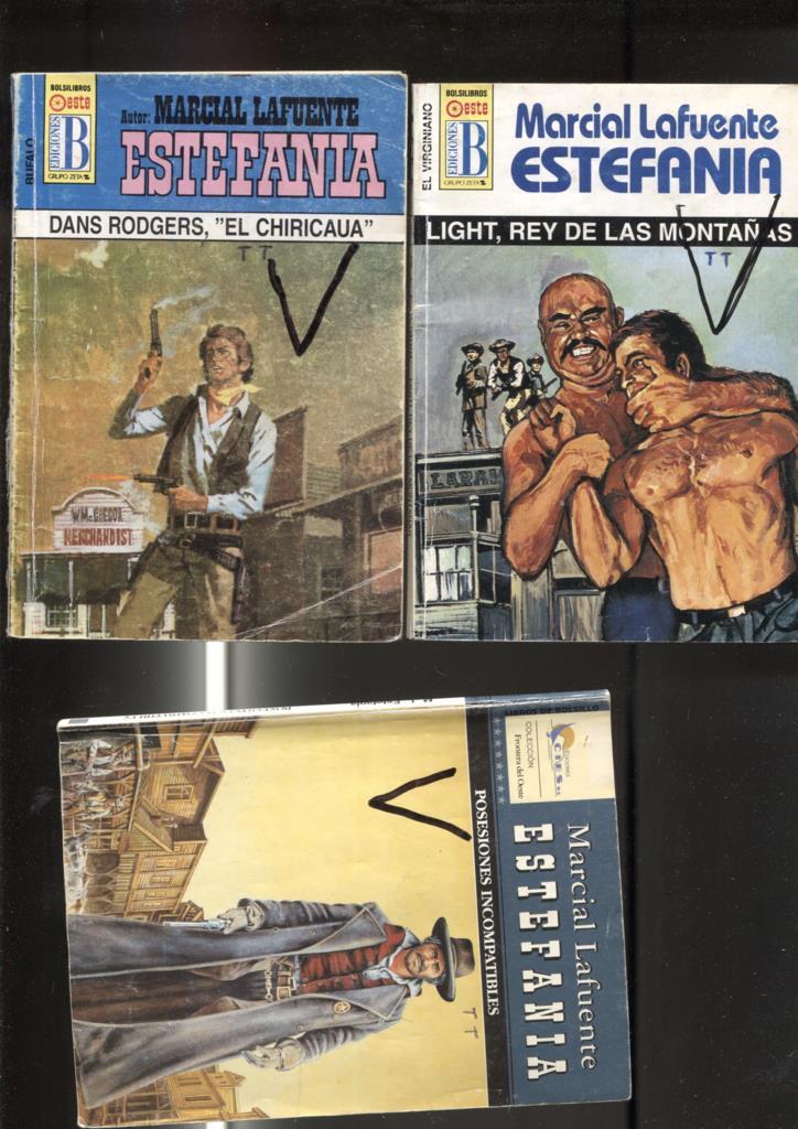 Lote numero 29: 3 novelas de Marcial lafuente Estefania: Posesiones incompatibles, Light rey de las montañas, Dans Rodgers el chiricaua