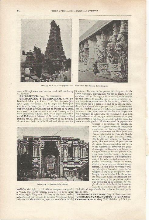 LAMINA ESPASA 34261: La Gran Gopura y Puerta de la Ciudad em Srirangam, India