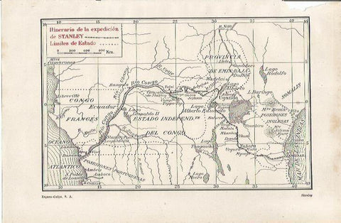 LAMINA ESPASA 34269: Mapa del Itinerario de la expedicion de Stanley