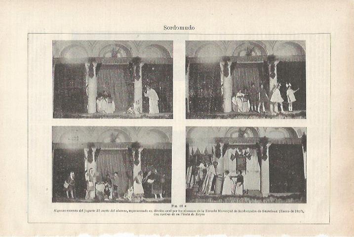 LAMINA ESPASA 34194: Escenas de El sueño del alumno representado en la Escuela Municipal de Sordomudos de Barcelona en 1927