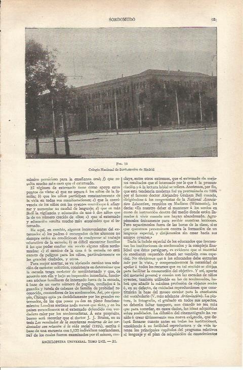 LAMINA ESPASA 34188: Colegio Nacional de Sordomudos de Madrid