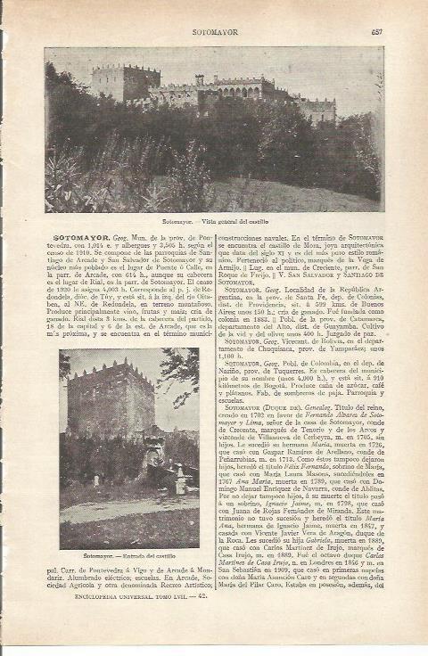 LAMINA ESPASA 34221: Castillo de Sotomayor, Pontevedra