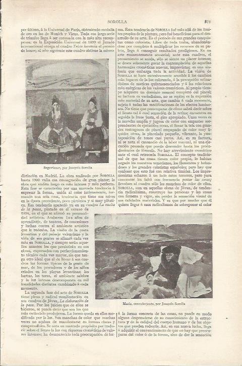 LAMINA ESPASA 34210: Segovianas y Maria convaleciente, por Sorolla