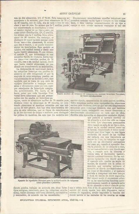 LAMINA ESPASA 34362: Maquina de Composicion sistema Intertipo Universal