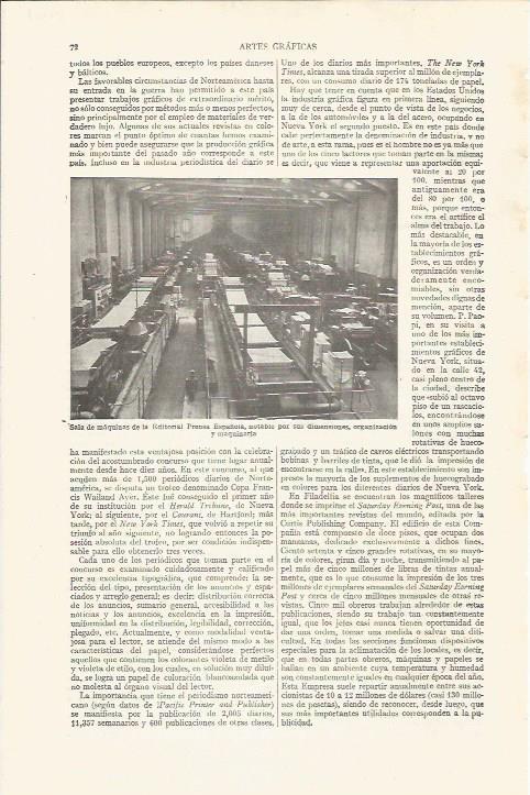 LAMINA ESPASA 34361: Sala de maquinas de la Editorial Prensa Española