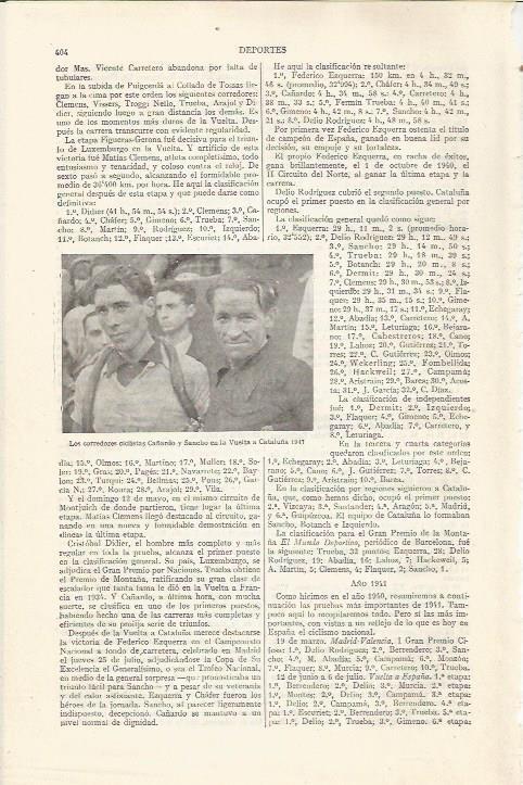LAMINA ESPASA 34396: Los ciclistas Cañardo y Sancho en la Vuelta a Cataluña de 1941