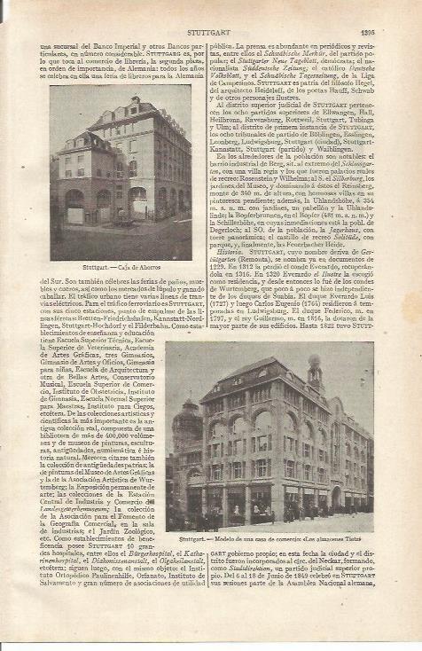 LAMINA ESPASA 34320: Almacenes Tietz en Stuttgart