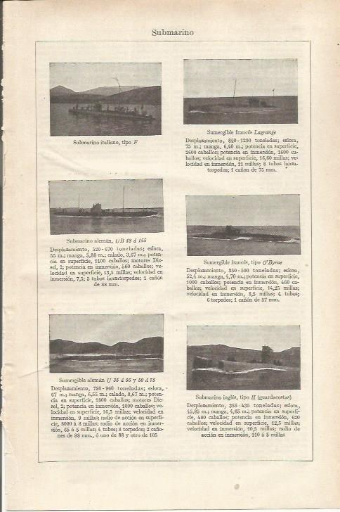 LAMINA ESPASA 34339: Submarinos de Francia, Italia y Alemania